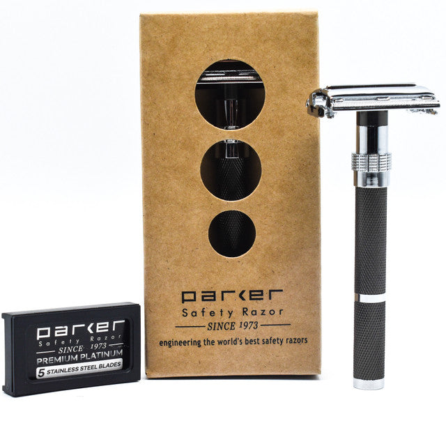 Parker Safety Razor 96R სრული კომპლექტი პლატინის საპარსის პირებით